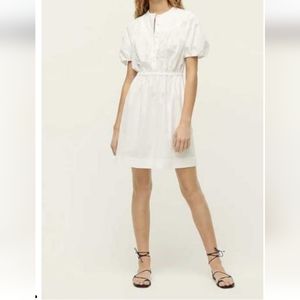 J. Crew Puff Sleeve Cotton Poplin Shirtdress White SZ Medium